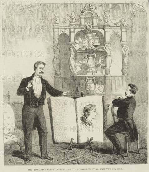 Mr Edmund Yates' Invitations to Evening Parties and the Seaside, 1863. Edmund Yates was a British journalist, novelist and dramatist who appeared at the Egyptian Hall in Piccadilly, London. He wrote and performed in "Invitations", which ran in 1862-1863. The work was a highly successful comedy in which he and Harold Littledale Power posed as hosts to a variety of singers and actors. Power also performed songs and imitations.
