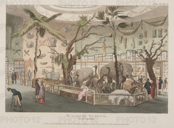 Bullock's Museum, 22 Piccadilly, c1815. British traveller, naturalist and antiquarian William Bullock commissioned the building of the Egyptian Hall in London to house his collection of curiosities. Originally built in 1812, it was converted into an exhibition space in 1819.