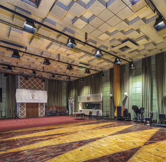 Interior view of Studio 3 in BBC Maida Vale Studios, Maida Vale, City of Westminster, London, 2020.