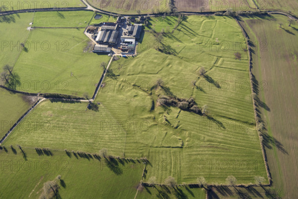 The earthwork remains of the abandoned areas of Alkmonton medieval settlement, Derbyshire, 2022.