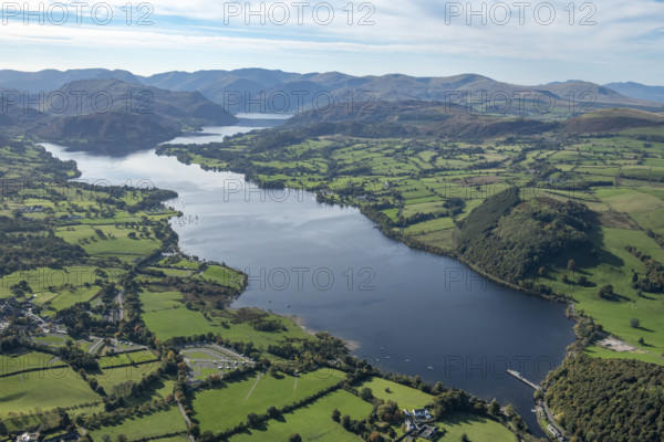 View across Ullswater looking south west, Pooley Bridge, Cumbria, 2024.
