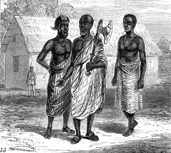 The War on the Gold Coast: Ashantee messengers of peace, 1873. The Anglo-Ashanti wars were a series of five conflicts that took place between 1824 and 1900 between the Ashanti Empire - in the Akan interior of the Gold Coast - and the British Empire and its African allies. The British ultimately prevailed in the conflicts, resulting in the complete annexation of the Ashanti Empire by 1900. From "Illustrated London News", 1873.
