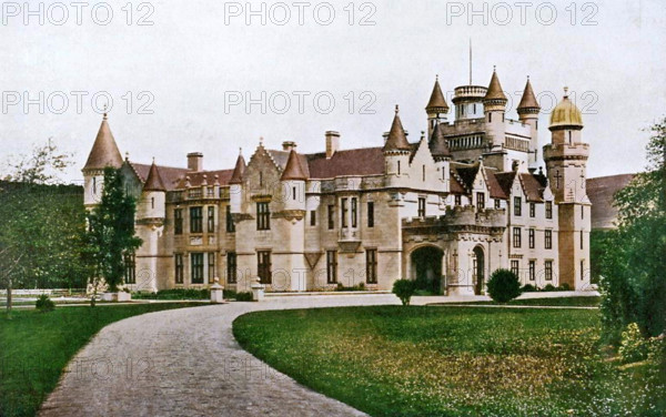 Balmoral Castle, Scotland, c1920. Queen Victoria's favourite royal residence. Illustration from "Story of the British Nation", Volume IV, by Walter Hutchinson, (London, c1920s). (Colorised black and white print).