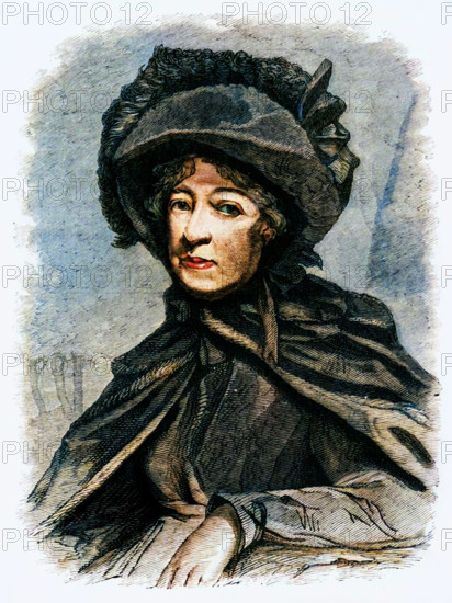 'Mrs. Thrale', (c1878). Hester Lynch Thrale (born Hester Lynch Salusbury and after her second marriage becoming Hester Lynch Piozzi (1741-1821) was a Welsh-born diarist, author, and patron of the arts. Samuel Johnson often stayed with Hester and her husband, the brewer Henry Thrale, at their house in Streatham, and had his own room above the library. Her diaries and correspondence are an important source of information about Johnson and 18th-century English life. From "Old and New London: A Narrative of Its History, Its People, And Its Places. The Southern Suburbs, Volume VI", by Edward Walford. [Cassell, Petter, Galpin & Co., London, Paris & New York, c1878]. (Colorised black and white print).