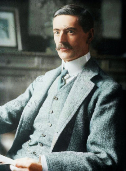 Neville Chamberlain, between c1915 and c1920. (Colorised black and white print).