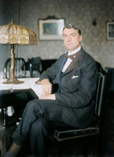 John Drinkwater, between c1915 and c1920. (Colorised black and white print).
