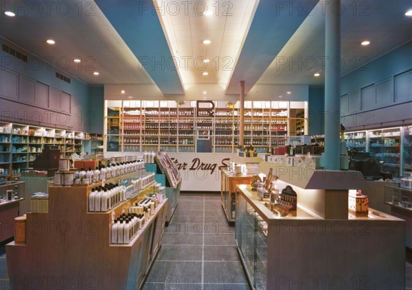 Star Drug, business on Kingsbridge Rd., Bronx, New York, 1946. (Colorised black and white print).