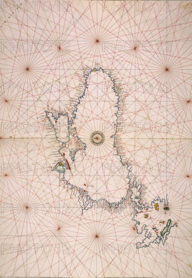 Map of the Black Sea coastline, 1536. The coast of Turkey is along the right hand side, with Constantinople, the Bosphorus and the Sea of Marmora below. On the left is the Crimea. From the Portolan Atlas of the Genoese cartographer Battista Agnese.