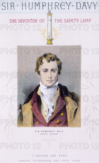 Sir Humphrey [sic] Davy, the Inventor of the Safety Lamp, c1875-c1878. British chemist Humphry Davy (1778-1829) is known for isolating, by using electricity, several elements for the first time. His Davy lamp, a safety lamp for miners, helped prevent fatal explosions in coalmines.