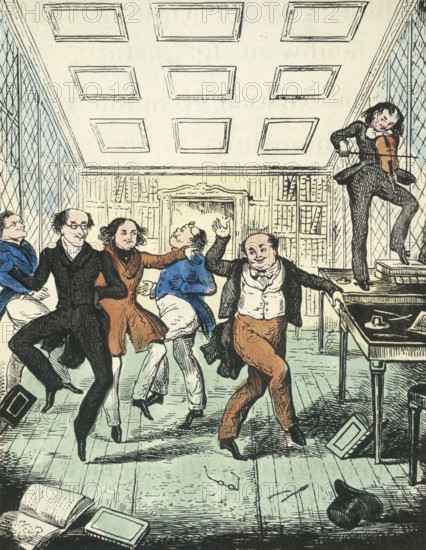 Men dancing, 1841. From "Uncle Buncle's Walk in the Garden".