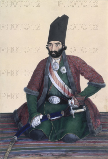 Portrait of Imad Al Dawla, c1860. Emamqoli Mirza Emad-al-Dawla (c 1814-1875) was a Qajar prince who held the governorship of the western Iranian province of Kermanshah from 1852 until his death in 1875, with a one year interruption. From the Qajar Album.