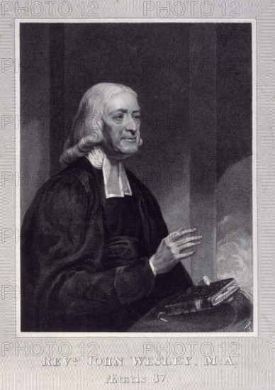 Revd. John Wesley, M.A., late 18th century? Portrait of Wesley (1703-1791), English preacher and proponent of Methodism, at the age of 87.