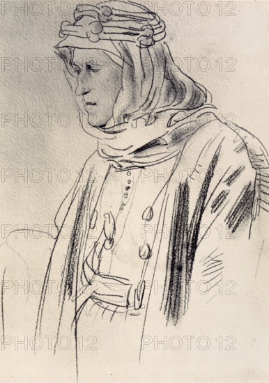 Lawrence of Arabia, (c1920?). British Army officer, archaeologist, diplomat and writer started assuming Arab dress and eating Arab food before the First World War while he was working on the British Museum expedition excavating the Hittite city of Carchemish. These years were, Lawrence afterwards said, 'the best life I ever lived'.