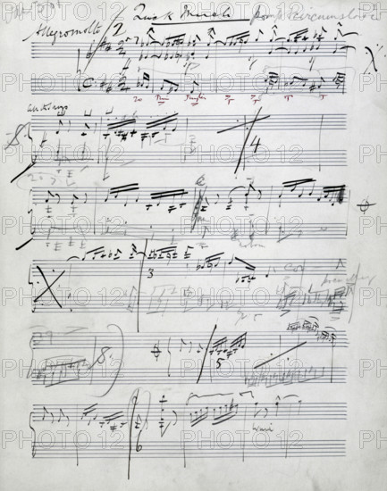 Elgar's sketch of his 'Pomp and Circumstance March no 1', 1901. Elgar was a self-taught composer who first achieved fame with his 'Enigma Variations'. He wrote his 'Pomp and Circumstance Marches' a few days before the death of Queen Victoria, presumably with an eye to the imminent ceremonies for the accession of Edward VII. In July 1902, a version of the trio section of this march was performed at Covent Garden with words by Arthur Christopher Benson, an archbishop's son and house master at Eton, as a Coronation Ode.