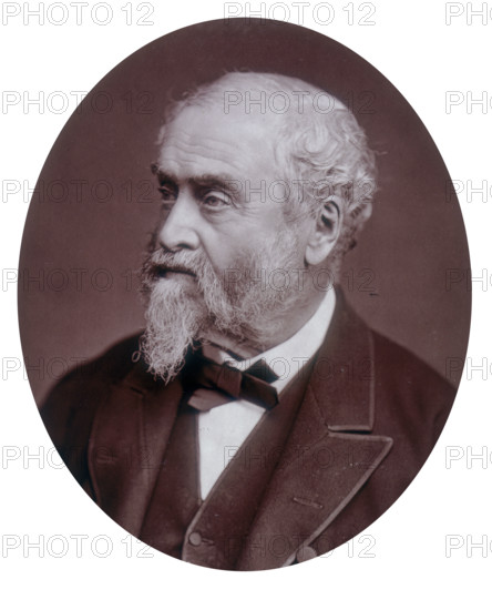William Harrison Ainsworth, author, 1881. Ainsworth (1805-1882) was a prolific writer of historical romantic fiction. His best-known works were 'Rookwood' (1834), which popularised the story of the highwayman Dick Turpin, and 'Windsor Castle' (1843), which concerns the legend of Herne the Hunter.