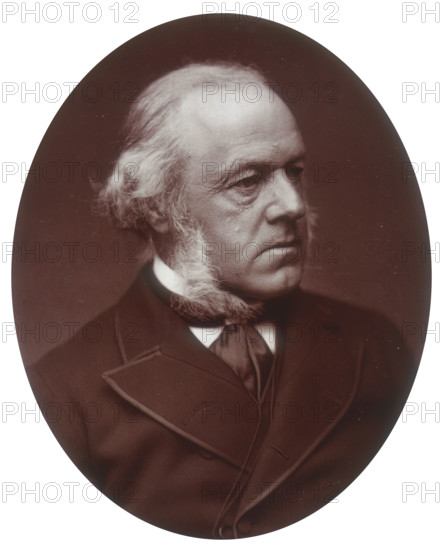 Henry Austin Bruce, 1st Baron Aberdare, statesman, 1882. A lawyer, Austin Bruce (1815-1895) entered politics, being elected Liberal MP for Merthyr Tydfil in 1854. In 1869 he lost the seat, but was re-elected to the Commons as MP for Renfrewshire. He held various ministerial posts, notably Home Secretary under Gladstone in 1869-1873. In 1873 at Gladstone's request he became Lord President of the Council and was subsequently raised to the peerage. The defeat of the Liberals in the General Election of 1874 brought an end to Baron Aberdare's political life, but he went on to pursue a range of social, business and educational interests. He was Chairman of the National African Company from 1882, President of both the Historical Society and the Royal Geographical Society, and an active and influential campaigner for the establishment of the University of Wales in Cardiff.