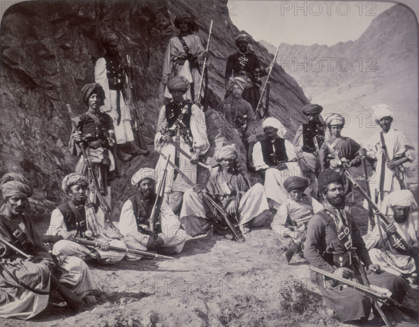 Khan of Lalpura and followers, Afghanistan, 1878.