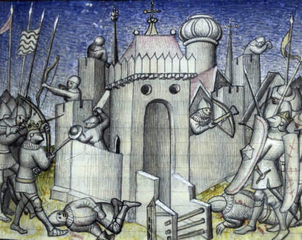 Besieging a castle, c1400.