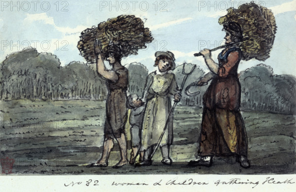 'Women and Children Gathering Heath', near Basingstoke, Hampshire, 1821. George Austen, Jane Austen's father, was the local Reverend in Steventon, near Basingstoke, and some of his parishioners may have looked like this.