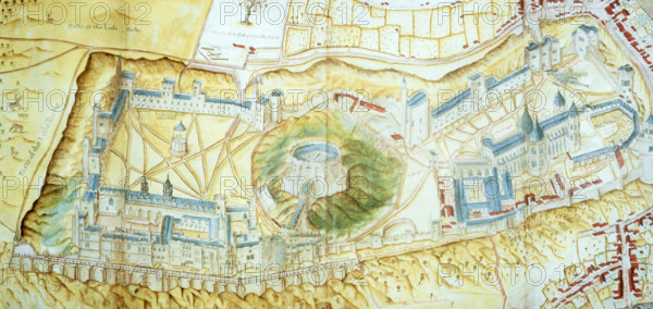 Bird's-eye view of Windsor Castle, 1607. From John Norden's survey of the Honour of Windsor.