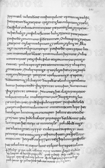 Page from Aelfric's first book of homilies, 990. The manuscript was written at Cerne Abbas, and was corrected by Aelfric himself. Aelfric wrote his homilies to make the word of God easier to understand for ordinary people. He also wanted to write in the language spoken by them (Old English).