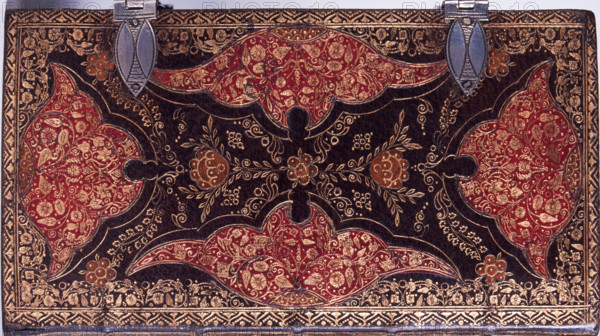 Lower cover of a Bible, 1657. Decorative cover of a Bible which was bound by Henry Evans in London.