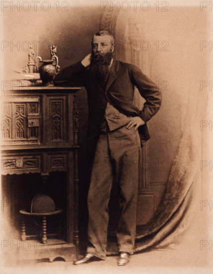 Portrait of William Croker, tea estate owner, Bainath, 1860s. Major William Croker (1825-87), British Army officer, was involved with the Baijnath Tea Estate, Kangra Valley, Punjab, India.