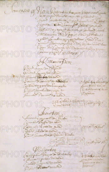 The 'Monmouth Roll', 1685. The 'Monmouth Roll' is a return made by local constables in Somerset, Devon and Dorset of those people suspected of joining the rebellion of James Scott, 1st Duke of Monmouth, an illegitimate son of Charles II, against the Roman Catholic James II, in 1685. Shown here is the beginning of the Somerset returns, with the names of suspected rebels in 'Killmersdon' (ie Kilmersdon), Chewton and Milverton. This document was intended to assist the prosecution of rebels at the 'Bloody Assizes' of Judge James Jeffreys at which more than 300 rebels were sentenced to death and hundreds more condemned to transportation as slaves to the West Indies.