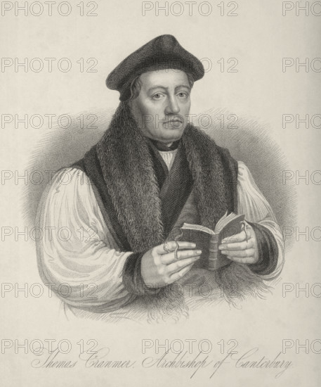 Thomas Cranmer Archbishop of Canterbury, c1530, (1834-1837).Thomas Cranmer (1489-1556) was the Archbishop of Canterbury during the reigns of the English kings Henry VIII and Edward VI. Plate 4 from "Lives of Eminent and Illustrious Englishmen, from Alfred the Great to the Latest Times", Vol 1. [Glasgow & Edinburgh, 1834-37]