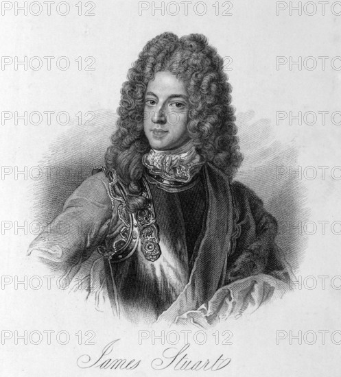 James Stuart (King James III), c1720-c1740, (1834-37). Portrait of the 'Old Pretender' (1688-1766), son of James II and Mary of Modena. Plate 2 from "Lives of Eminent and Illustrious Englishmen, from Alfred the Great to the Latest Times", Vol 4. [Glasgow & Edinburgh, 1834-37]