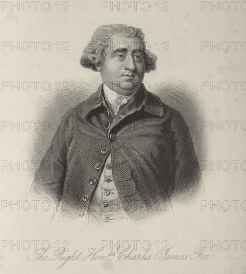 The Right Honble. Charles James Fox, c1780-c1800, (1834-1837). Fox (1749-1807) served as Britain's first foreign secretary (1782, 1783, 1806). Plate 3 from "Lives of Eminent and Illustrious Englishmen, from Alfred the Great to the Latest Times", Vol 7. [Glasgow & Edinburgh, 1834-37]
