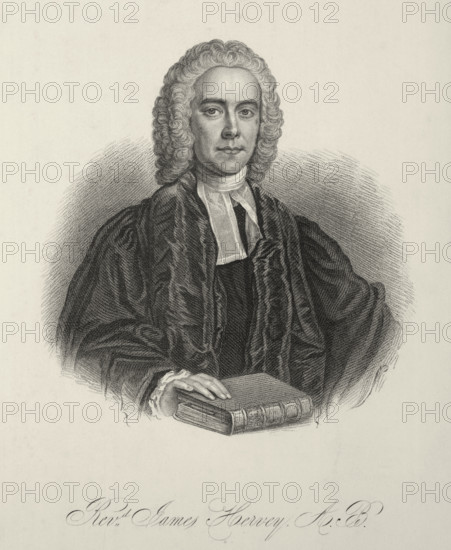 Revd. James Hervey A.B., c1740, (1834-1837). Hervey (1714-1758) was a British devotional writer. Plate 2 from "Lives of Eminent and Illustrious Englishmen, from Alfred the Great to the Latest Times", Vol 8. [Glasgow & Edinburgh, 1834-37]