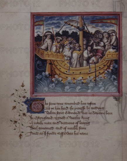 King Offa sails to Saxony, c1434-c1444. From "Lives of Saints Edmund and Fremund" by John Lydgate.