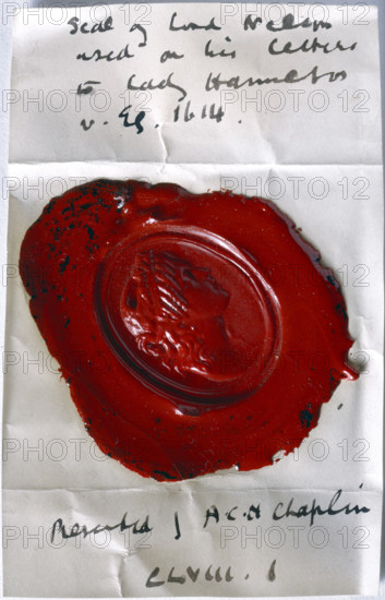 Seal of Lord Nelson, c1798-1805. Impression of a female head, used by Lord Nelson on his letters to Lady Hamilton.