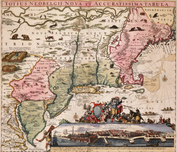 Map of New York and New England, 1710. From Totius Neobelgii Nova et Accuratissima Tabula. Typ.
