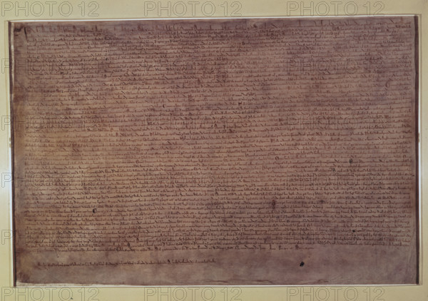 The Magna Carta, 1215. The Magna Carta (The Great Charter); King John's Charter of Liberties. One of four surviving exemplifications issued over the Great Seal of King John on and after 23rd June 1215.