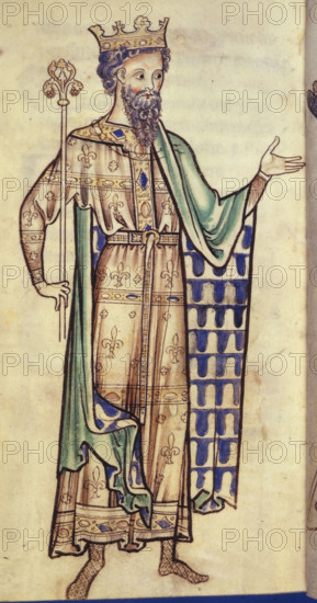 A standing figure of a king holding a sceptre, c1250. From the Westminster Psalter. (Westminster of St Albans, c1250.