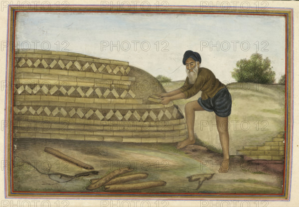 A brickmaker, 1825. From Tashrih Al Aqvam An Account Of Origins And Occupations Of Some Of The Sects Castes And Tribes Of India.