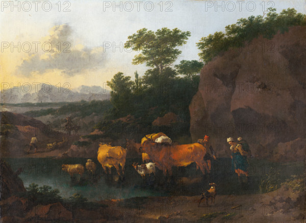 Cattle at a ford, 1670-1680.