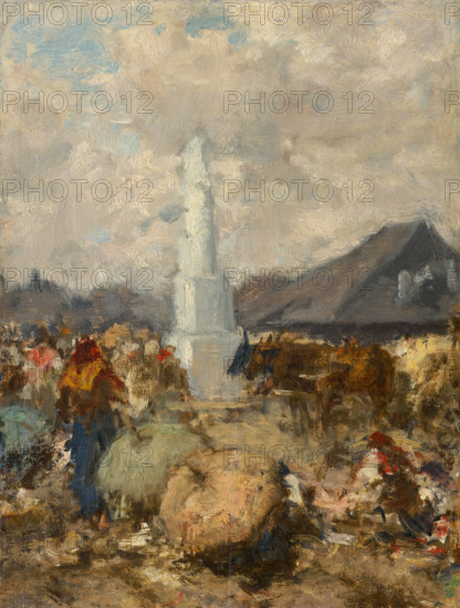 At the Market near the Holy Trinity Column in Szolnok, 1865-1875.
