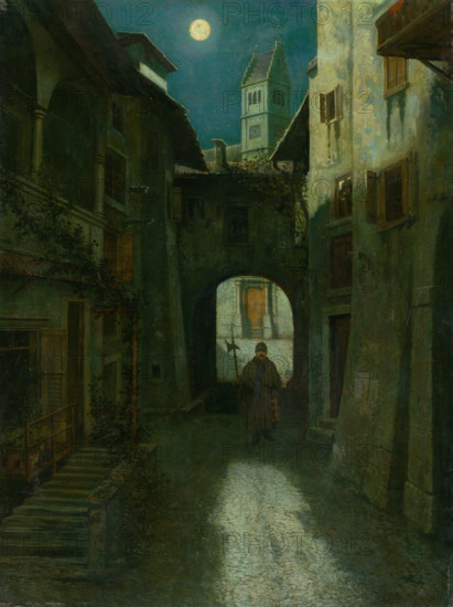 Night Watch in the Old Town (Zell am See?), 1880-1900.