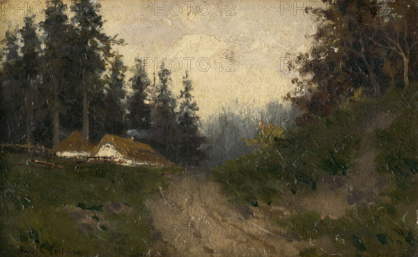 Cottages in the woods, 1880-1900.
