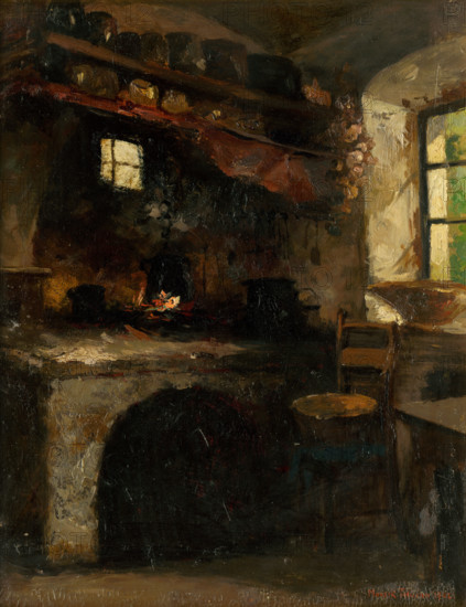 Interior of a room in a village, 1902.