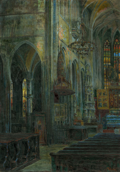Interior of Kosice Cathedral, 1910-1930.
