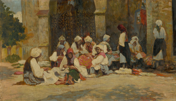 On a pilgrimage in Levoca, 1918. Women outside a church in Slovakia.