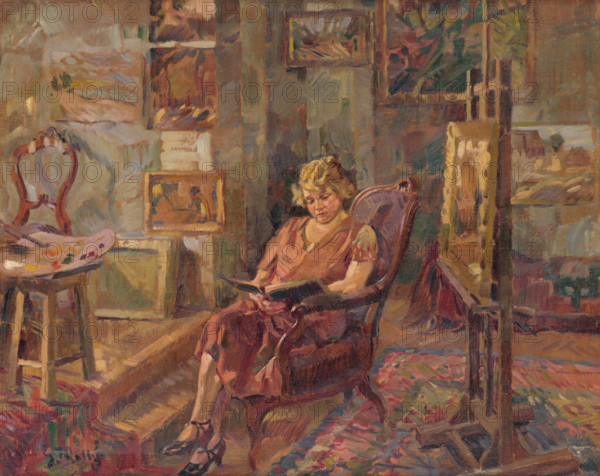 Visit in an Atelier, around 1923.