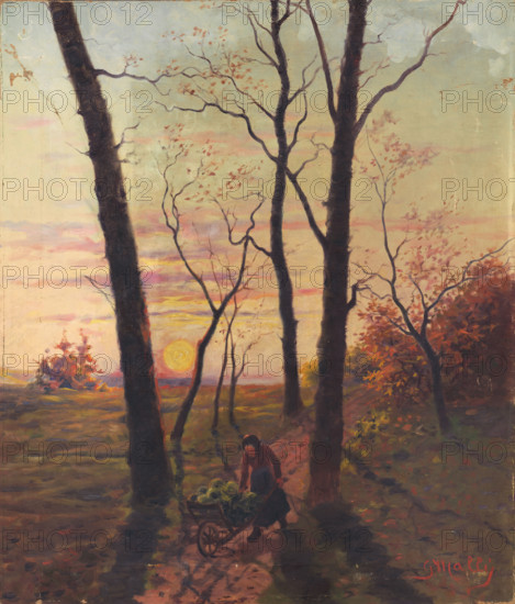 Sunset in Pezinok, around 1905.