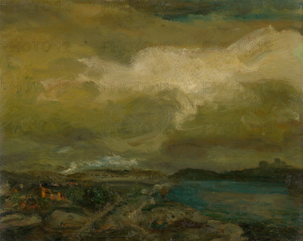 Landscape during a storm, c1910.