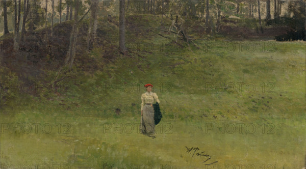 Woman in a meadow, 1910-1915.