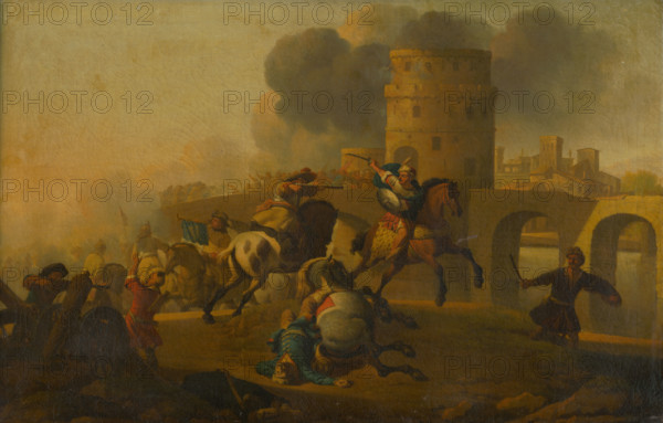Battle scene (Battle outside the city walls), c1650.